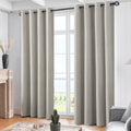 100% Blackout Linen Curtains,Room Darkening Grommet Drapes for Bedroom with White Liner (Set of 2)