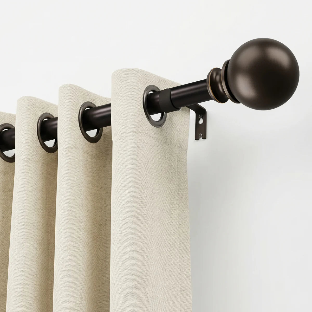 Curtain Rods 32-84 Inch, Heavy Duty 1 Inch Adjustable Curtain Rod for Windows, Bronze Window Treatment Rods with Round Finials, Easy Installation