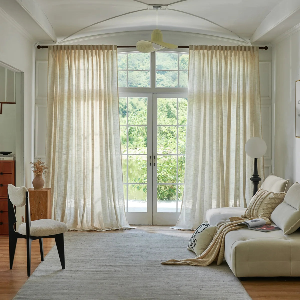 Draycott Linen Blend Semi-Sheer Curtain Pair (Set of 2)