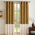 Velvet Room Darkening Curtain Panel. Blackout Thermal-Insulated Patchwork Drapes for Bedroom Living Room Window（set of 2）