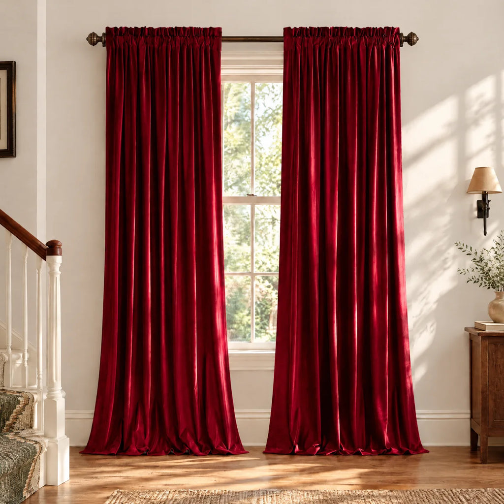 Velvet Curtains Thermal Insulated Sound Reducing Heavy Matt Heat & Chill Resistant Drapes for Home Decoration, 2 Panels