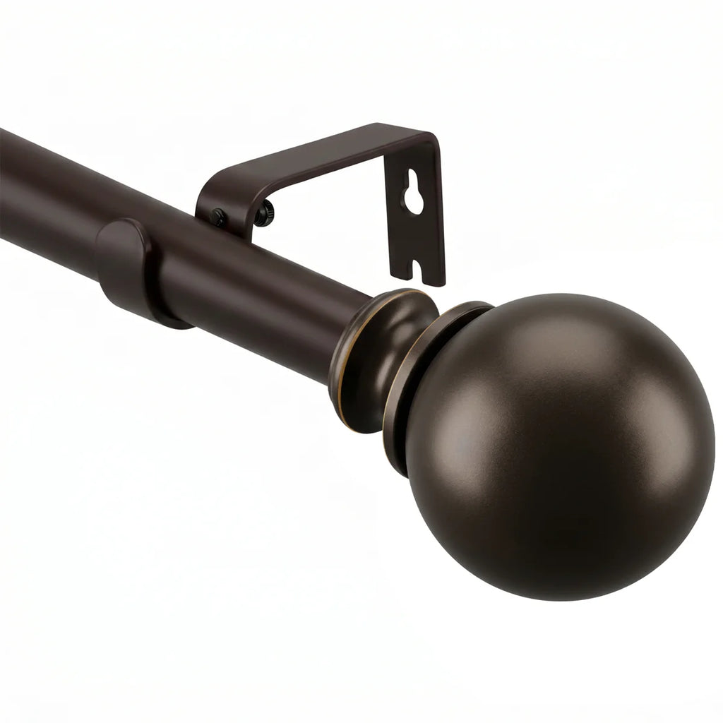 Curtain Rods 32-84 Inch, Heavy Duty 1 Inch Adjustable Curtain Rod for Windows, Bronze Window Treatment Rods with Round Finials, Easy Installation
