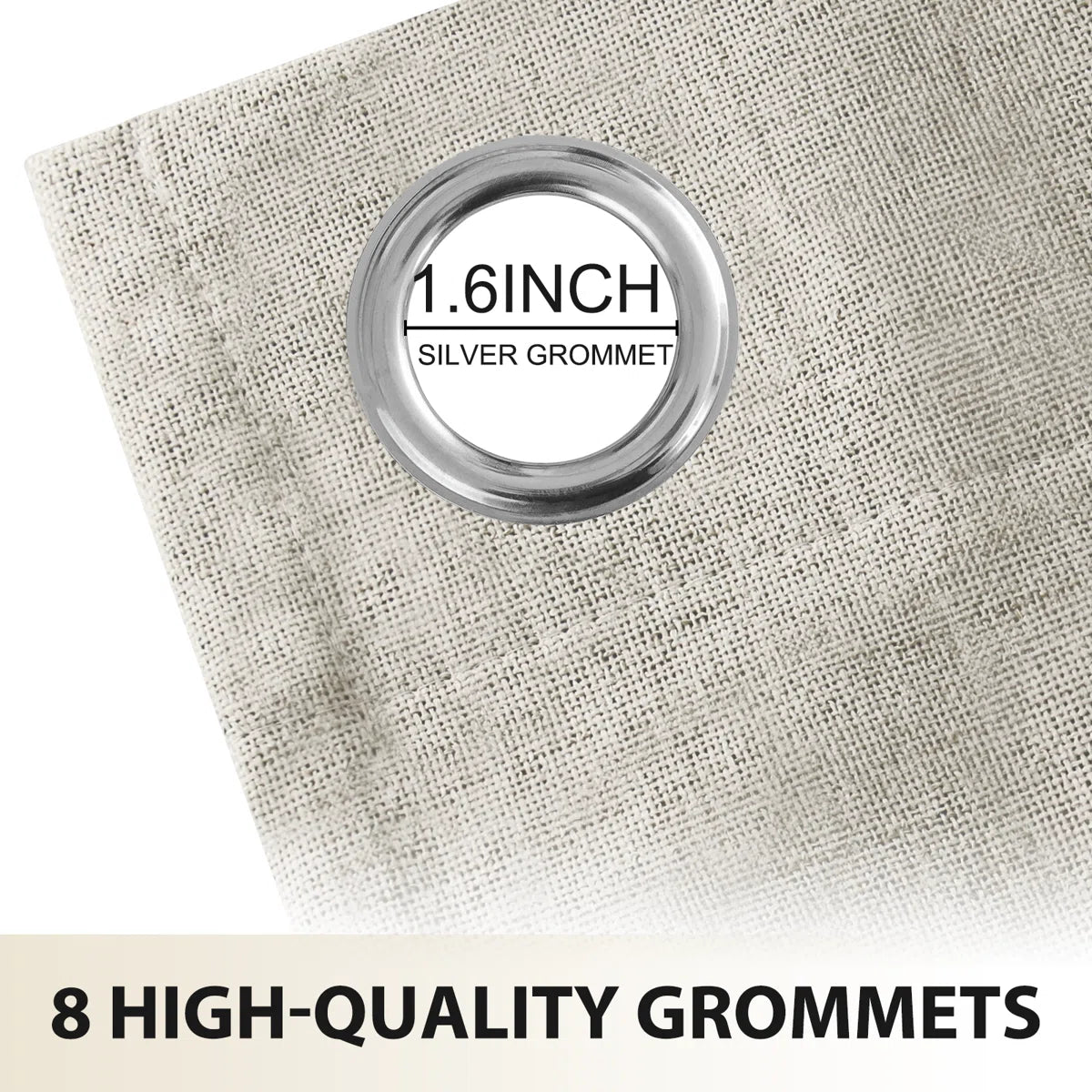 100% Blackout Linen Curtains,Room Darkening Grommet Drapes for Bedroom with White Liner (Set of 2)