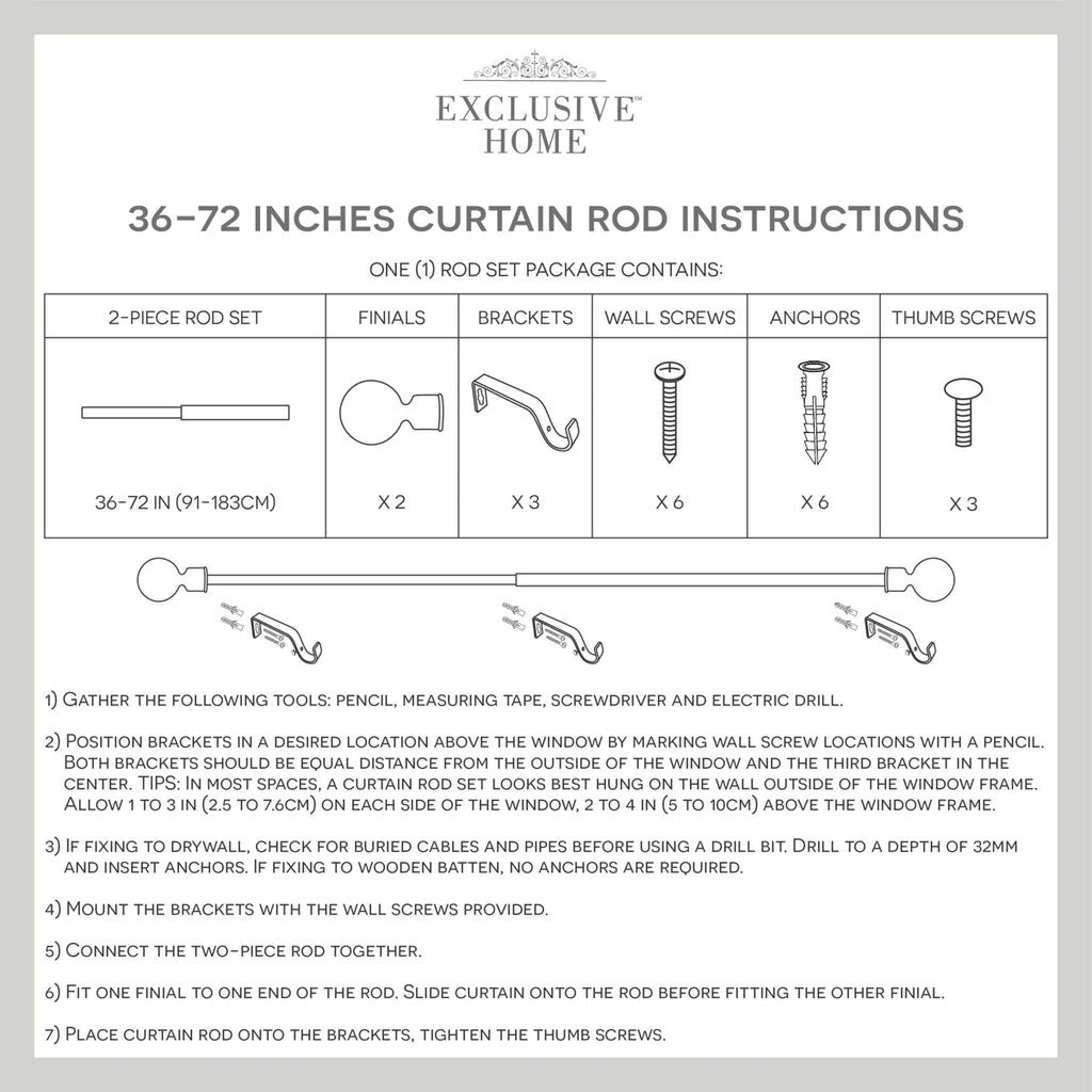 Jewett Exclusive Home Vine 1" Curtain Rod and Coordinating Finial Set, Adjustable