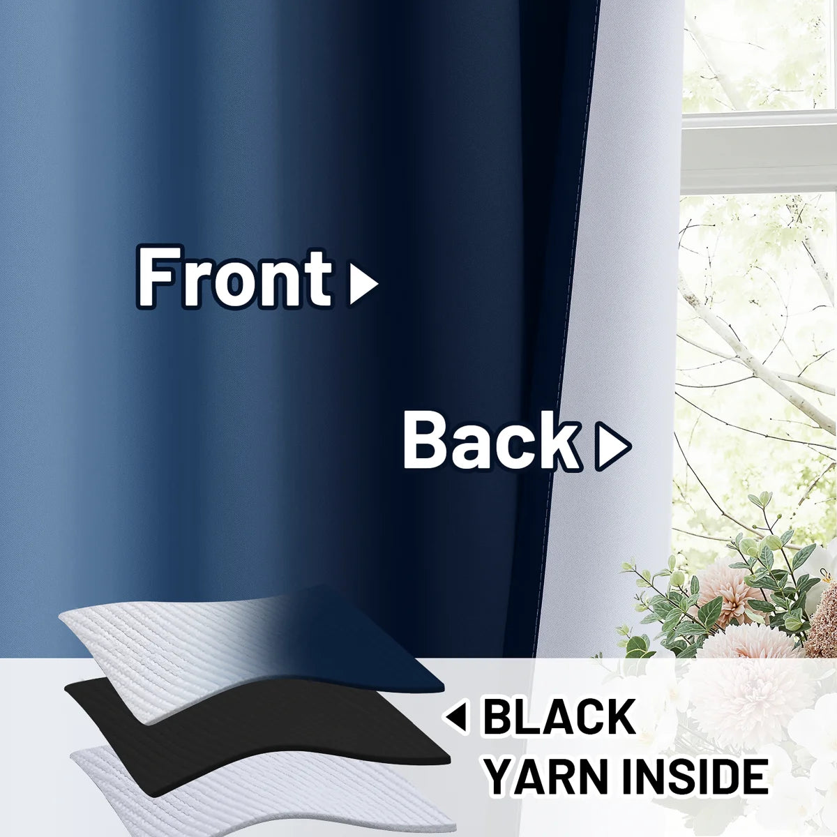 Ombre Blue Thermal Insulated Curtains, Grommet Top Gradient Window Drapes 2 Panels (Set of 2)