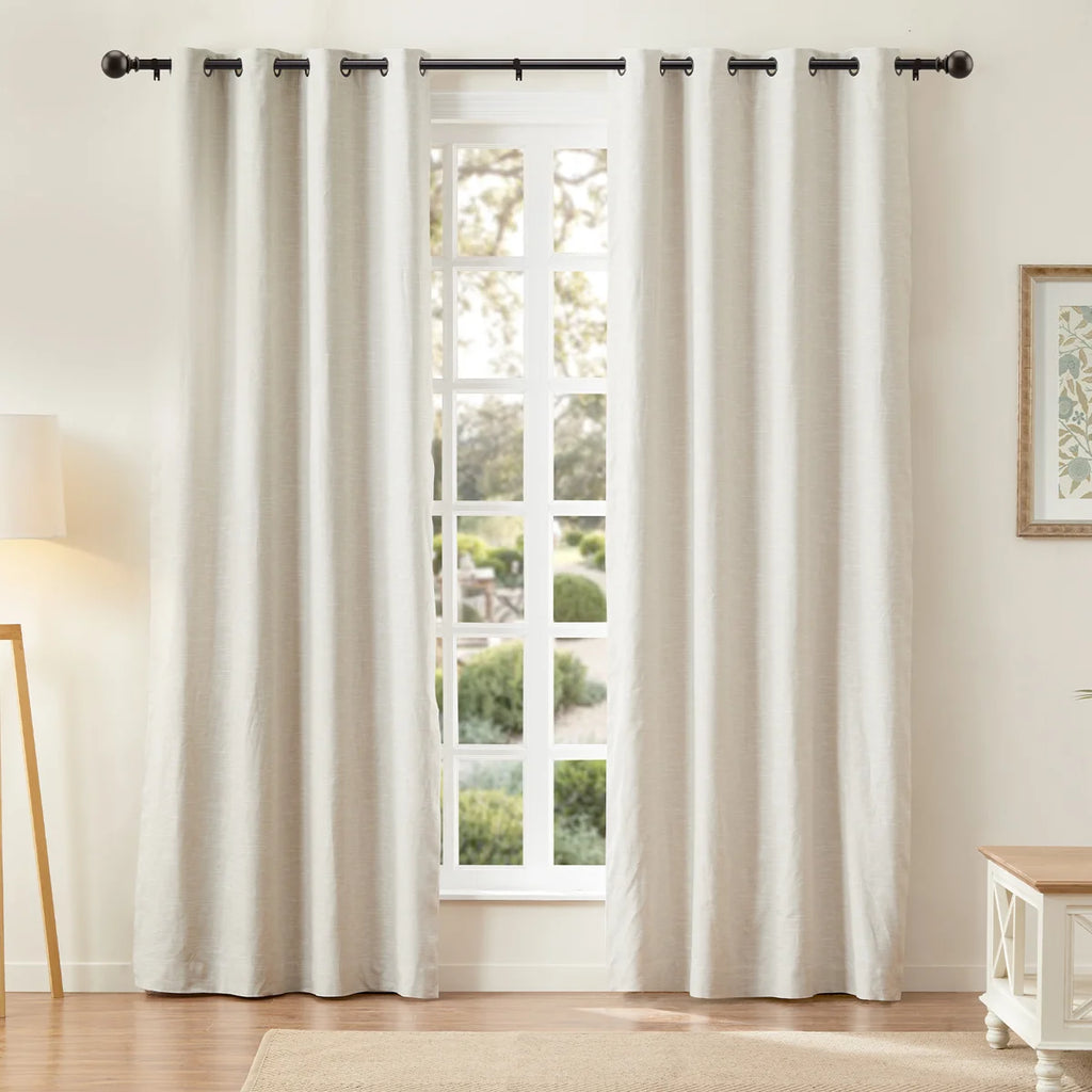 Curtain Rods 32-84 Inch, Heavy Duty 1 Inch Adjustable Curtain Rod for Windows, Bronze Window Treatment Rods with Round Finials, Easy Installation