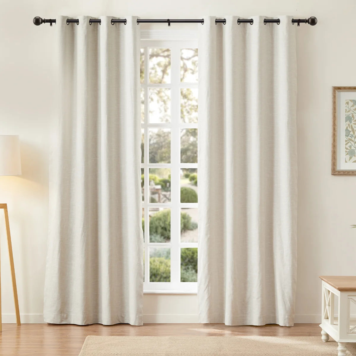 Curtain Rods 32-84 Inch, Heavy Duty 1 Inch Adjustable Curtain Rod for Windows, Bronze Window Treatment Rods with Round Finials, Easy Installation