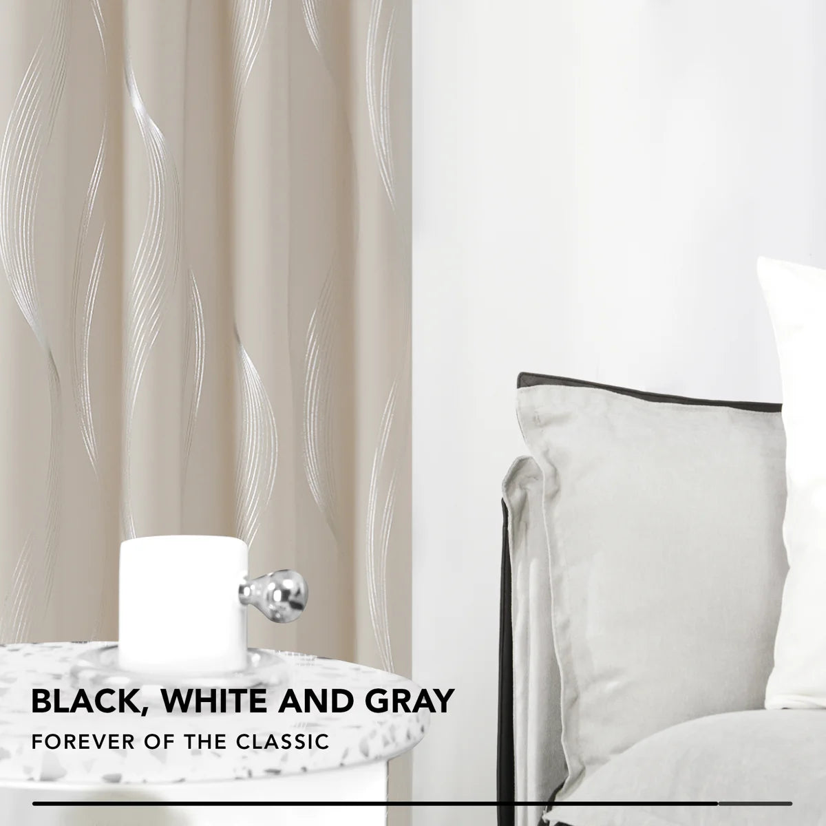 Spurgh Sliver Wave Foil Print Blackout Thermal Grommet Curtain Panels (Set of 2) (Set of 2)