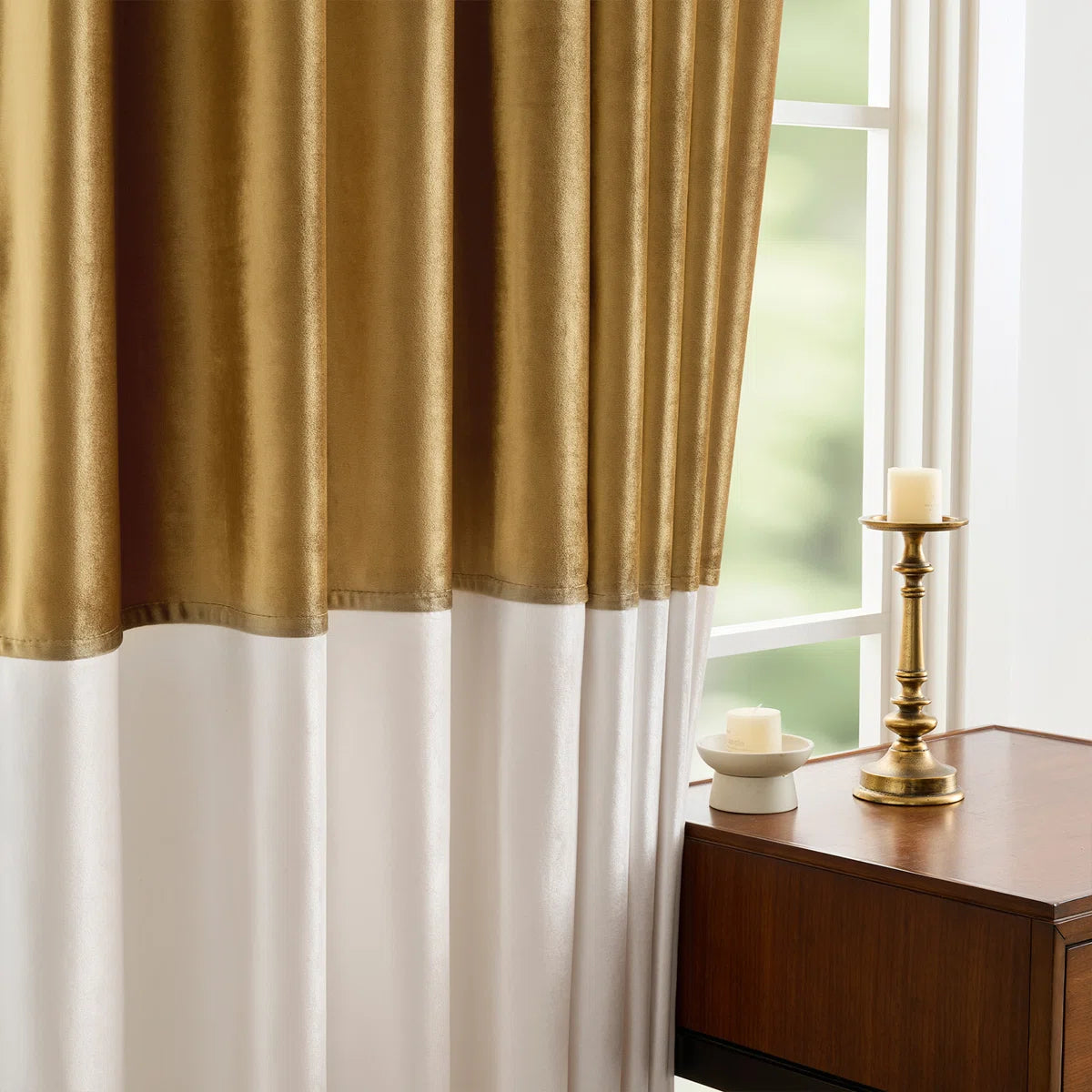 Velvet Room Darkening Curtain Panel. Blackout Thermal-Insulated Patchwork Drapes for Bedroom Living Room Window（set of 2）