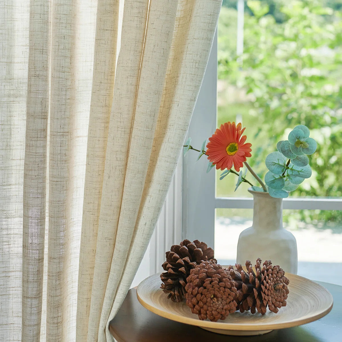 Draycott Linen Blend Semi-Sheer Curtain Pair (Set of 2)
