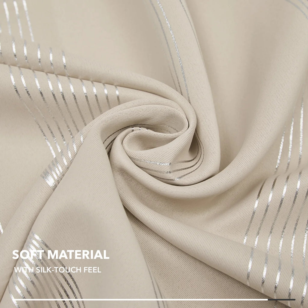Spurgh Sliver Wave Foil Print Blackout Thermal Grommet Curtain Panels (Set of 2) (Set of 2)
