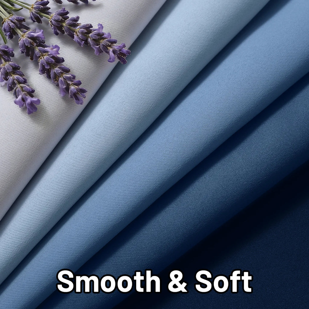 Ombre Blue Thermal Insulated Curtains, Grommet Top Gradient Window Drapes 2 Panels (Set of 2)