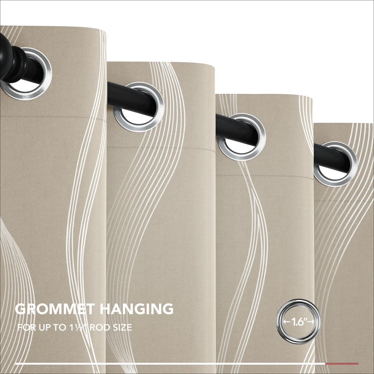 Spurgh Sliver Wave Foil Print Blackout Thermal Grommet Curtain Panels (Set of 2) (Set of 2)