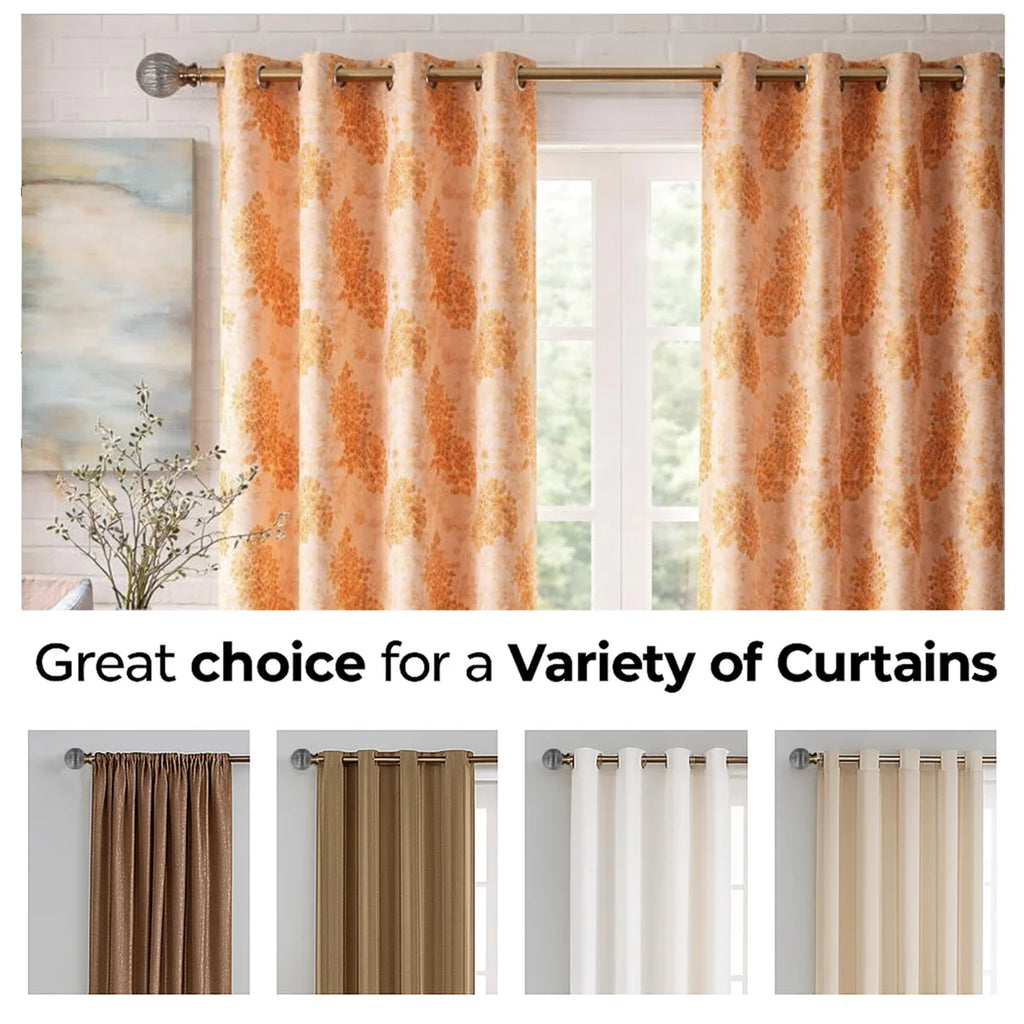 Adjustable Curtain Rod for Windows 44 to 120 Inch (Pack of 1) Extendable Heavy Duty 1 Inch Glass ball with Finials Wall Mounted Curtain Rods (Warm Gold)