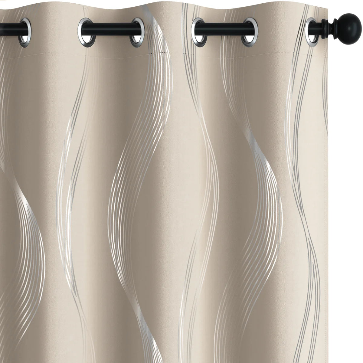 Spurgh Sliver Wave Foil Print Blackout Thermal Grommet Curtain Panels (Set of 2) (Set of 2)