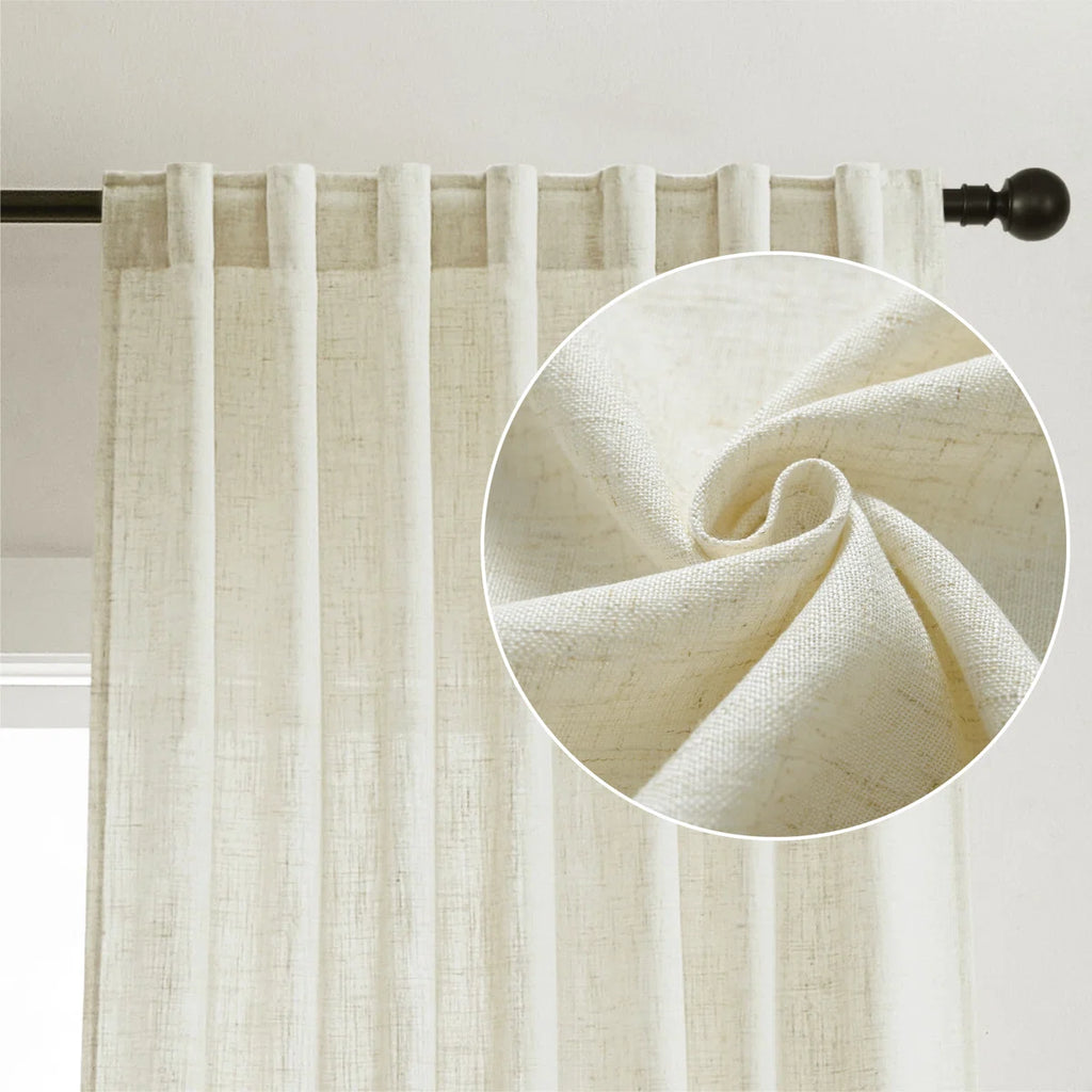 Draycott Linen Blend Semi-Sheer Curtain Pair (Set of 2)
