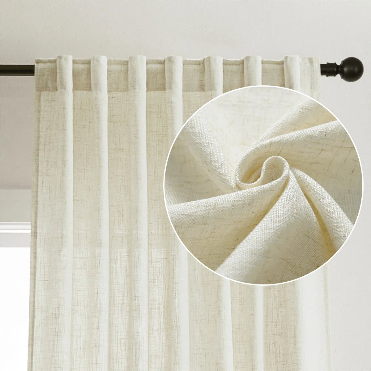 Draycott Linen Blend Semi-Sheer Curtain Pair (Set of 2)