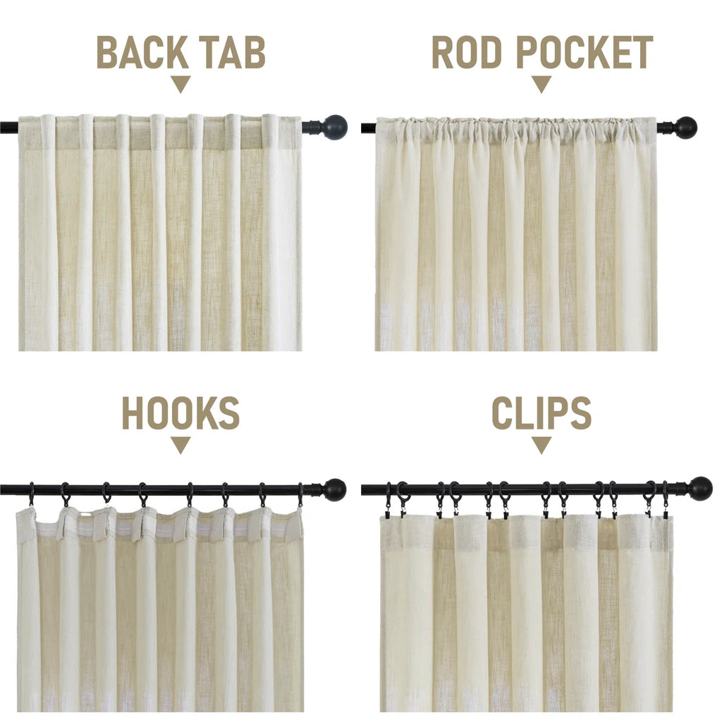 Draycott Linen Blend Semi-Sheer Curtain Pair (Set of 2)