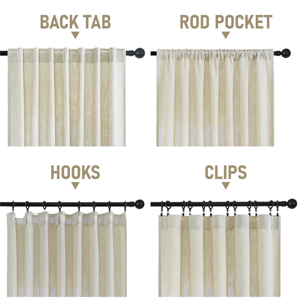 Draycott Linen Blend Semi-Sheer Curtain Pair (Set of 2)